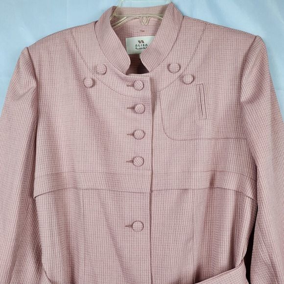 AGIBA Button Front Abaya Jilbab Trench Coat Duster Dusty Rose Satin Lined EU 48 - Picture 5 of 16